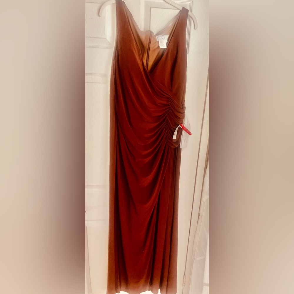 Lena   By Mac Duggal Asymmetrical Dress in Rich Brown